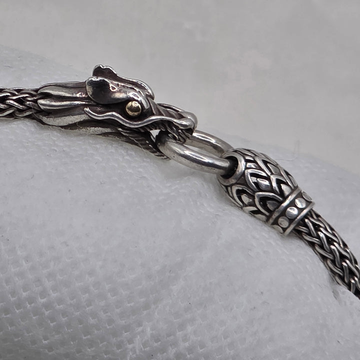 Sterling Silver & 18K Gold Wheat Link Dragon Bracelet