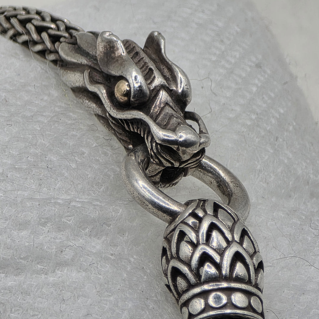 Sterling Silver & 18K Gold Wheat Link Dragon Bracelet