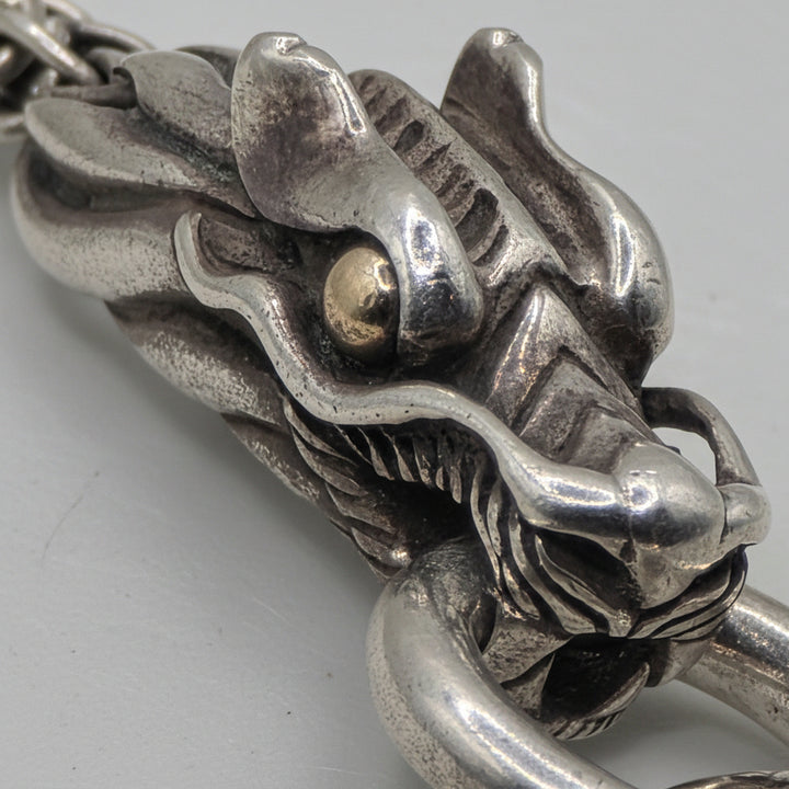 Sterling Silver & 18K Gold Wheat Link Dragon Bracelet
