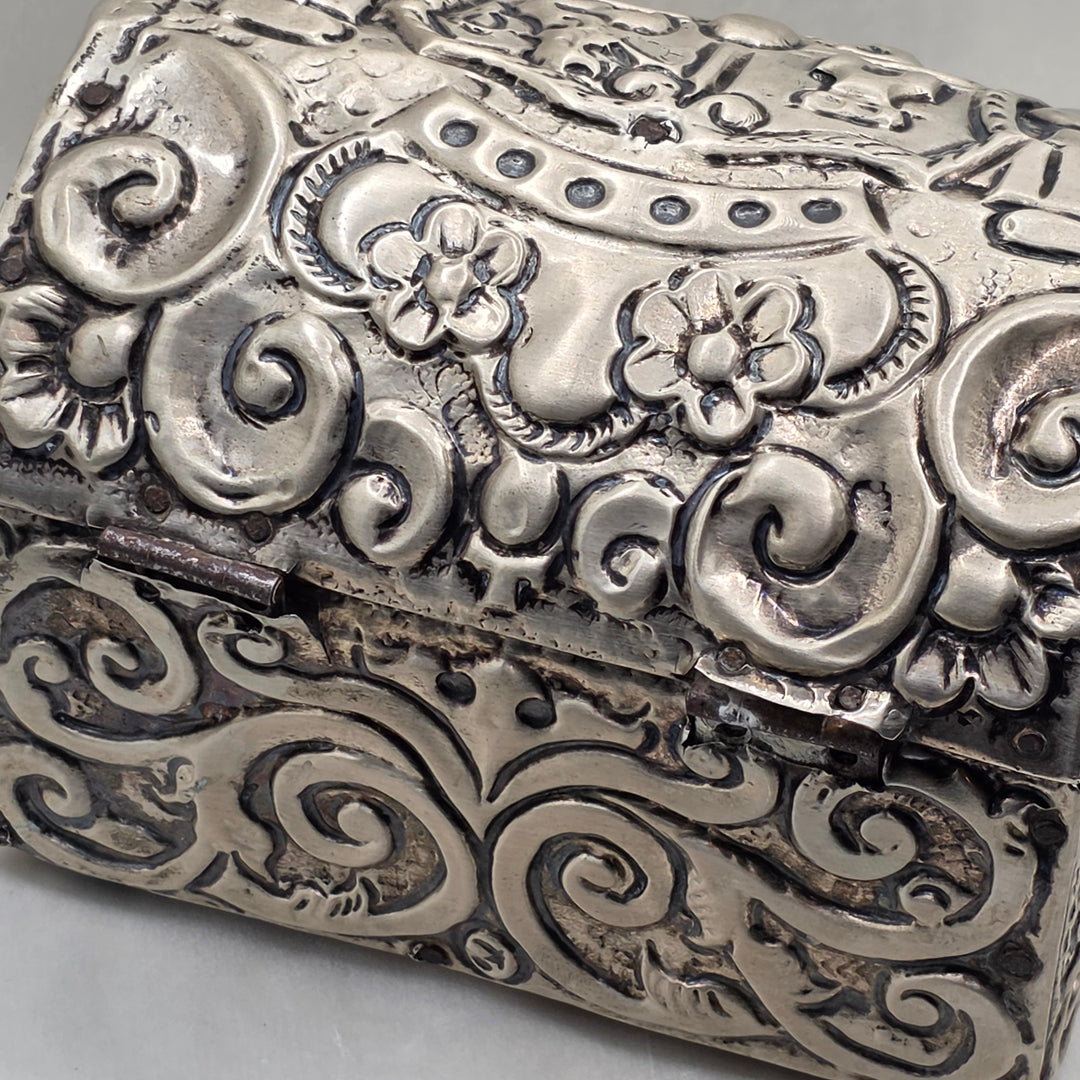 Repoussé and Chased Silver Miniature Domed-Top Chest