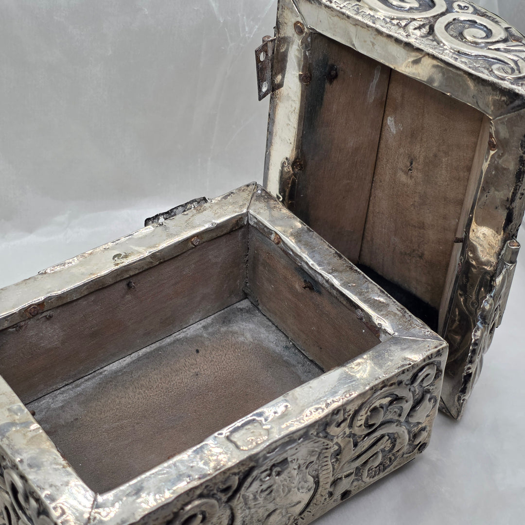 Repoussé and Chased Silver Miniature Domed-Top Chest