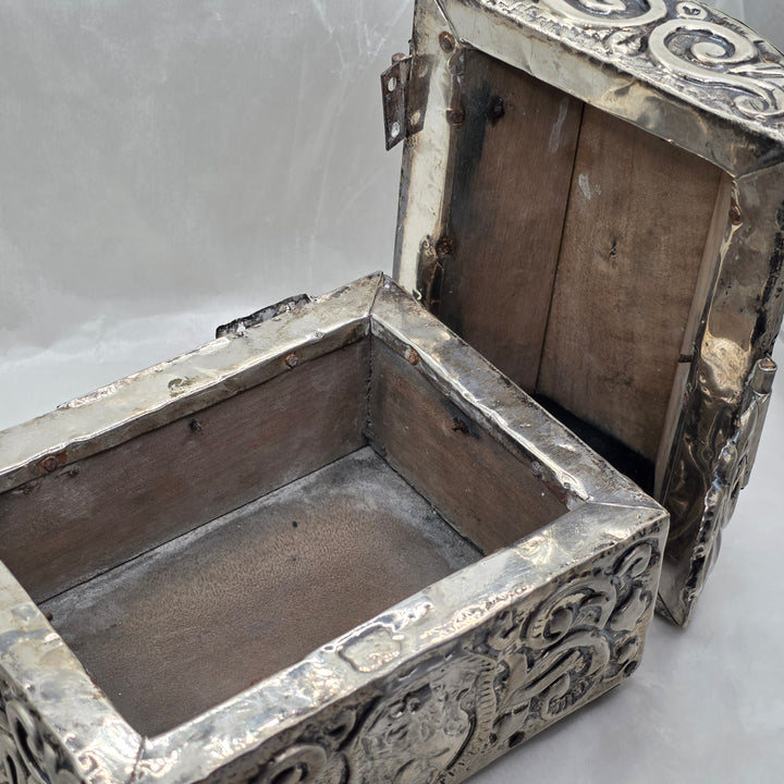Repoussé and Chased Silver Miniature Domed-Top Chest