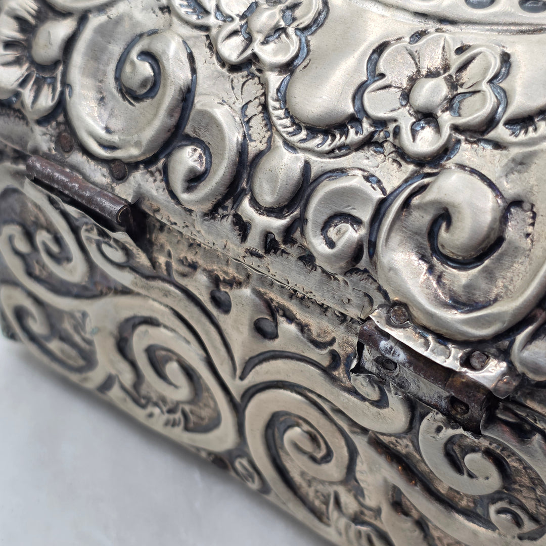 Repoussé and Chased Silver Miniature Domed-Top Chest