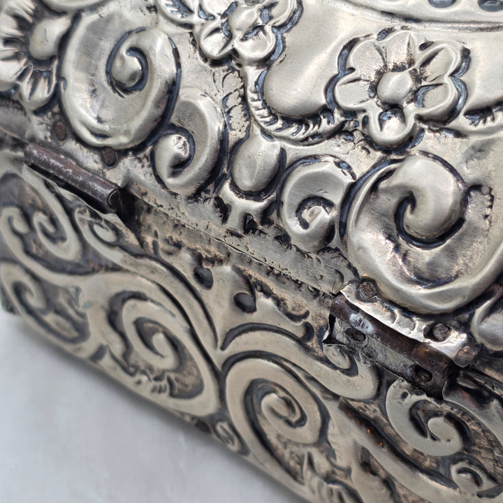 Repoussé and Chased Silver Miniature Domed-Top Chest