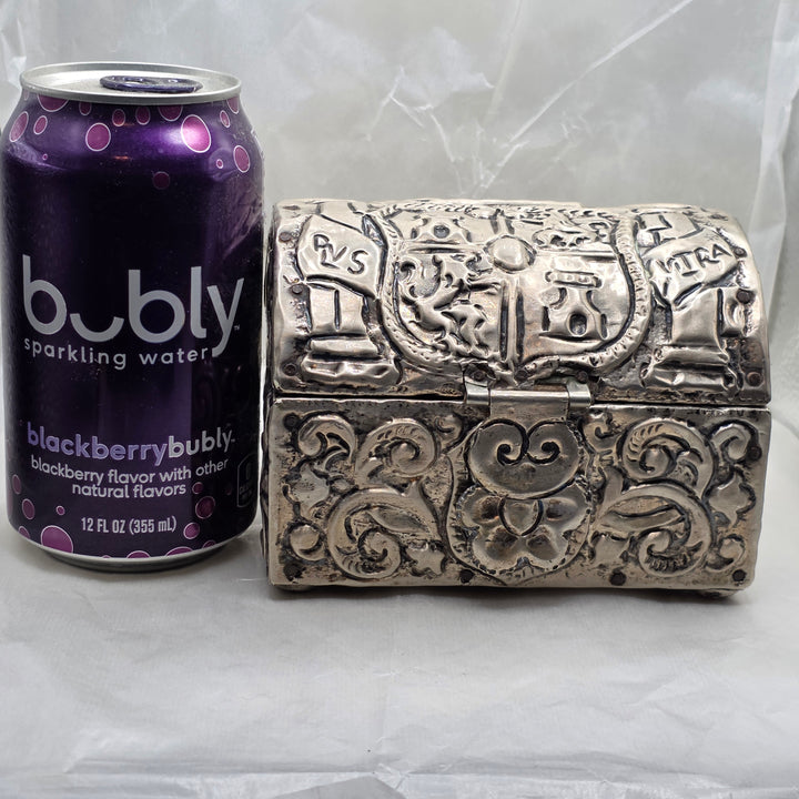 Repoussé and Chased Silver Miniature Domed-Top Chest