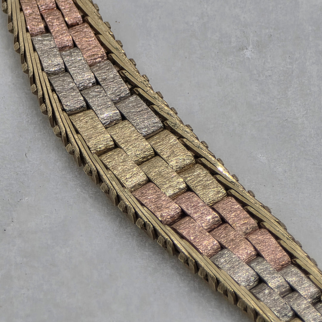 14K Gold Reversible Tri-Color Chevron "V" Choker Necklace