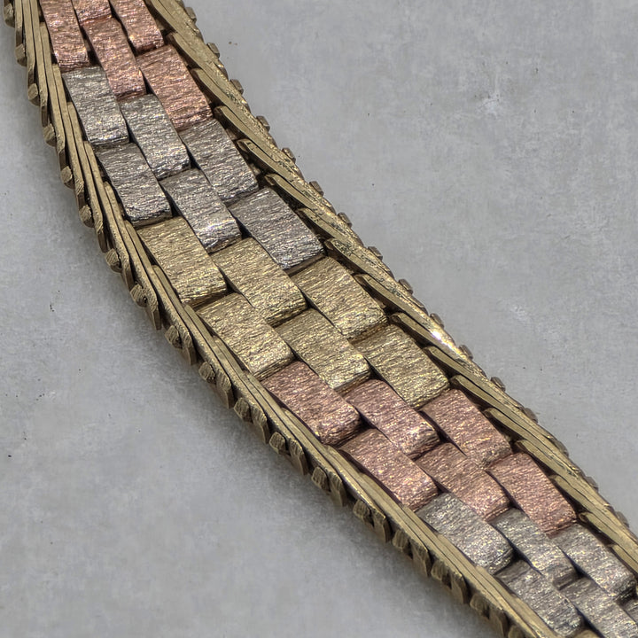 14K Gold Reversible Tri-Color Chevron "V" Choker Necklace