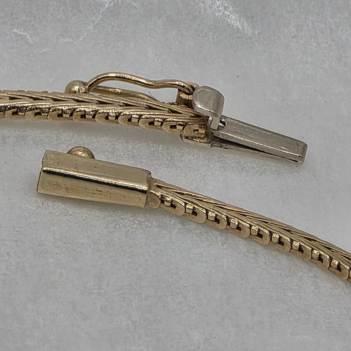 14K Gold Reversible Tri-Color Chevron "V" Choker Necklace