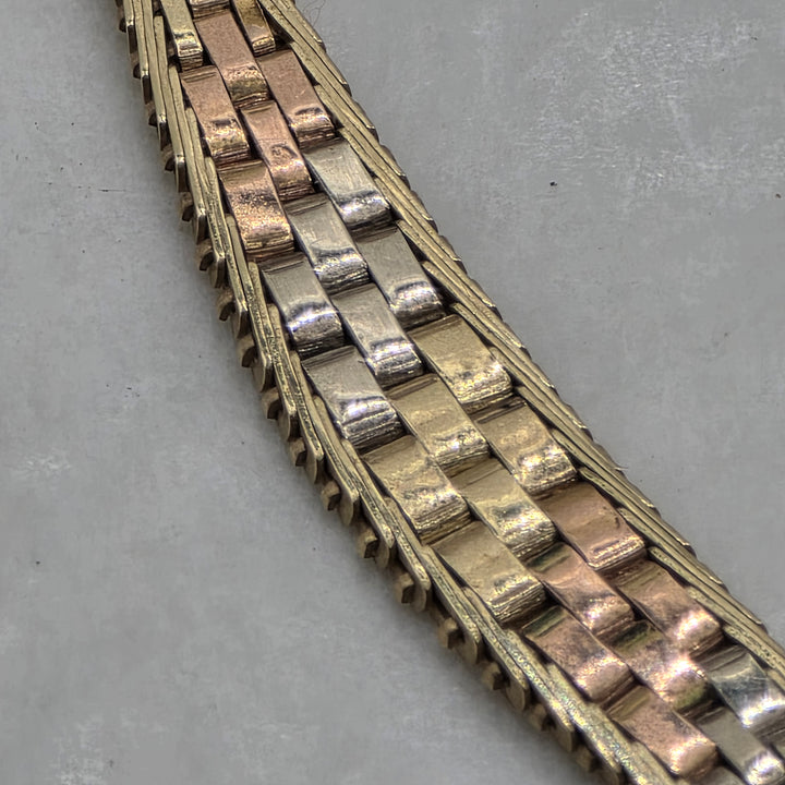14K Gold Reversible Tri-Color Chevron "V" Choker Necklace
