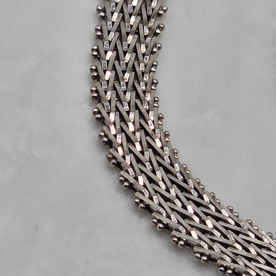 Authentic Milor Sterling Silver Woven Mesh Bracelet & Necklace Set