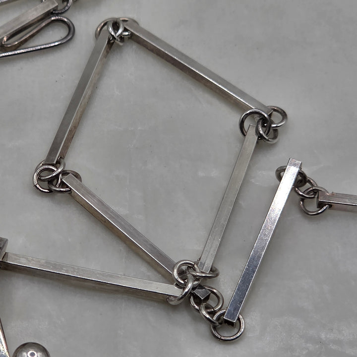Sterling Silver Modernist Studio Art Necklace & Earrings Set