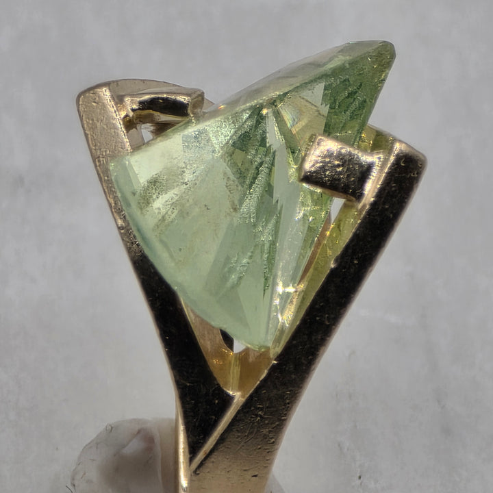 14k Gold, Lighthouse Lens Cut Peridot Spinel Statement Ring
