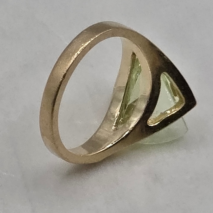 14k Gold, Lighthouse Lens Cut Peridot Spinel Statement Ring