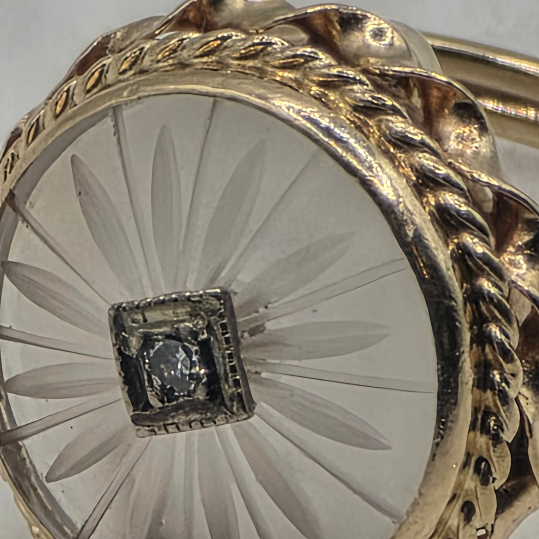 14K Gold Art Deco Starburst & Diamond Statement Ring