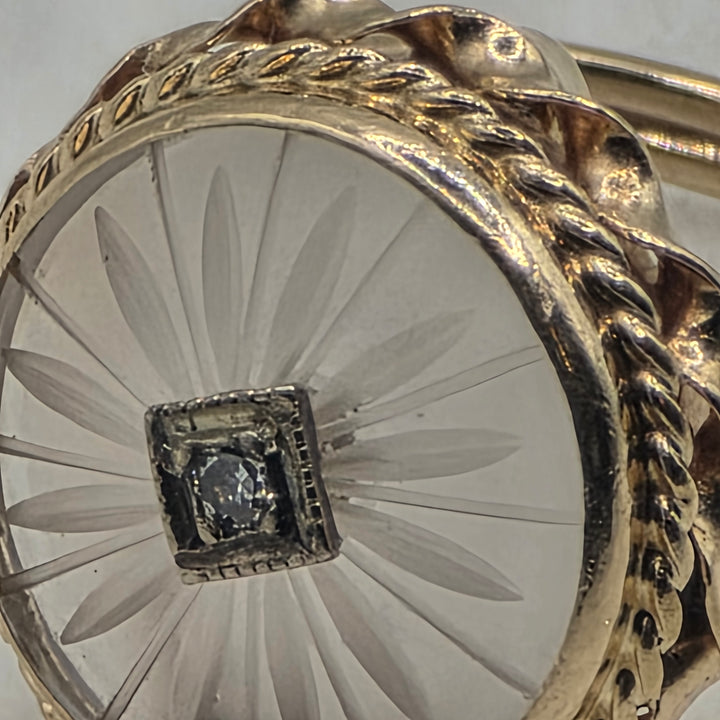 14K Gold Art Deco Starburst & Diamond Statement Ring