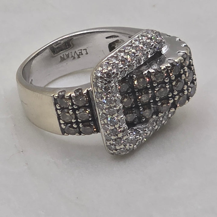 Authentic Le Vian 14K Gold & Diamond Fashion Belt Statement Ring