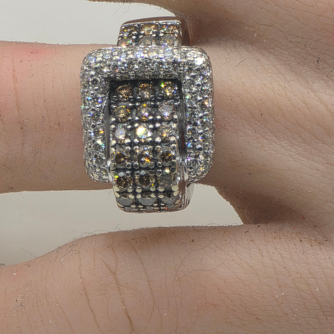 Authentic Le Vian 14K Gold & Diamond Fashion Belt Statement Ring