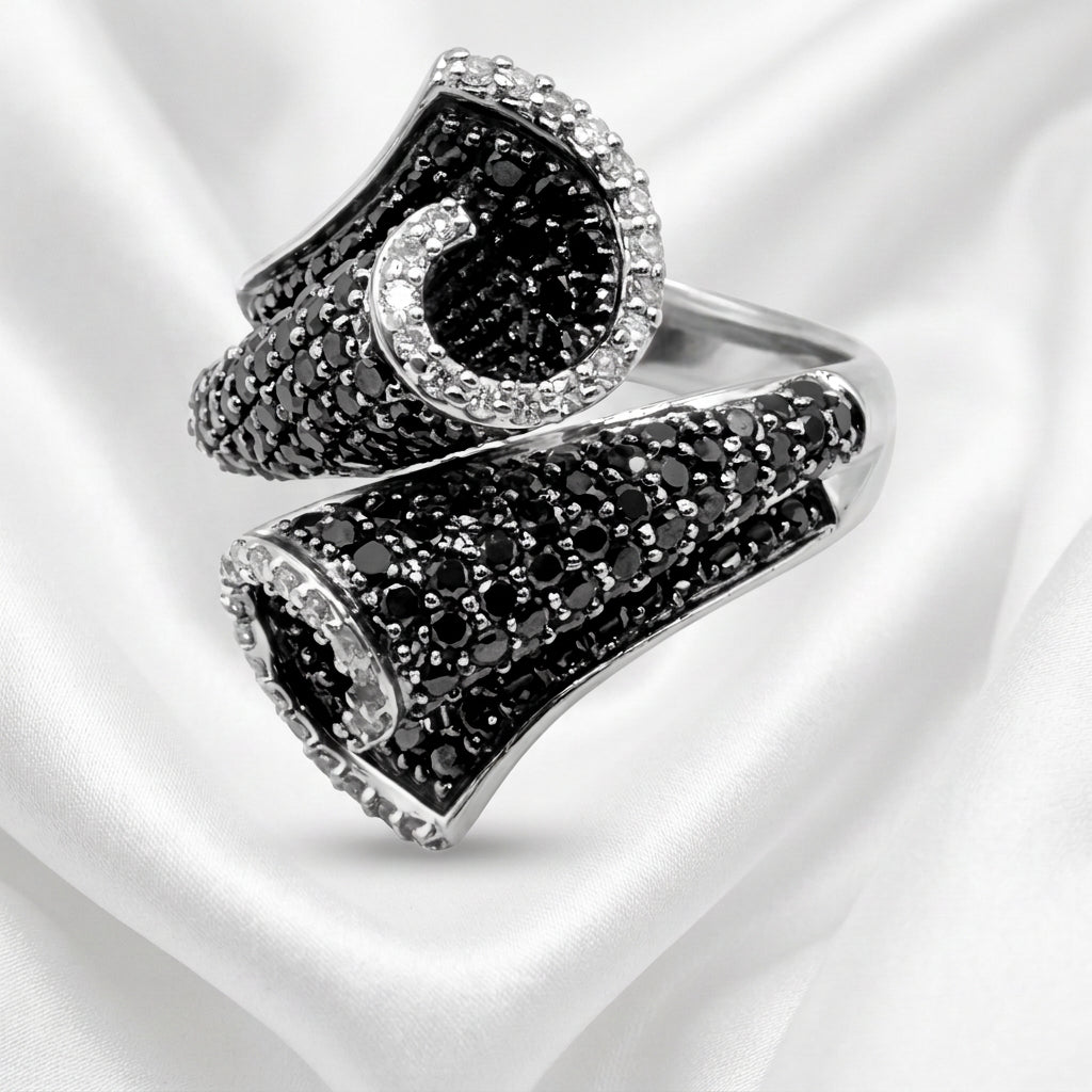14K Gold & Diamond 3D Spiral Statement Ring