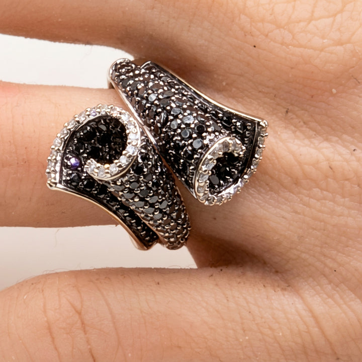 14K Gold & Diamond 3D Spiral Statement Ring