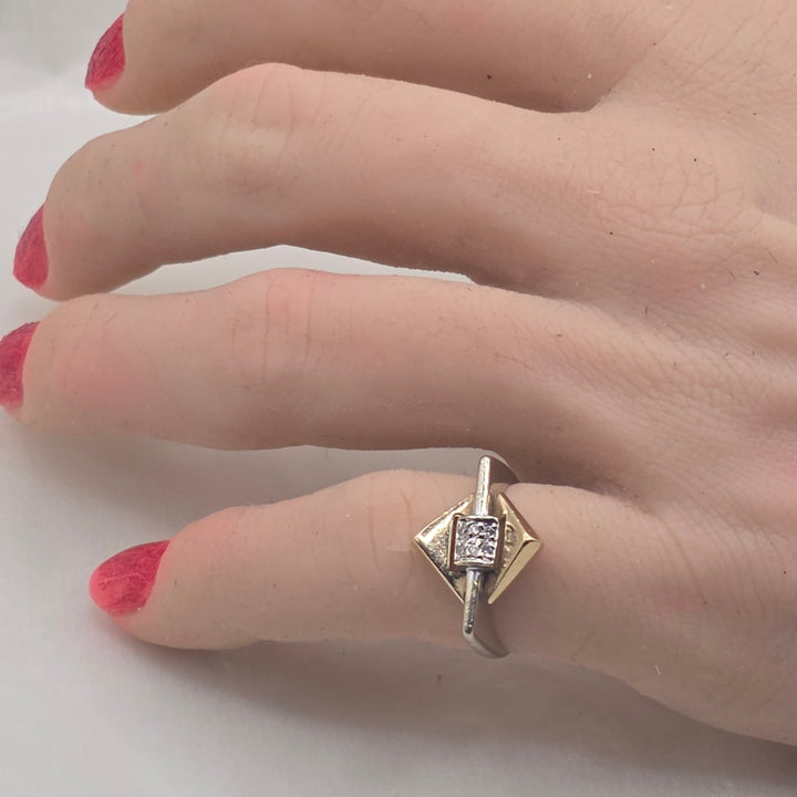 14K Gold & Diamond Geometric Bypass Statement Ring