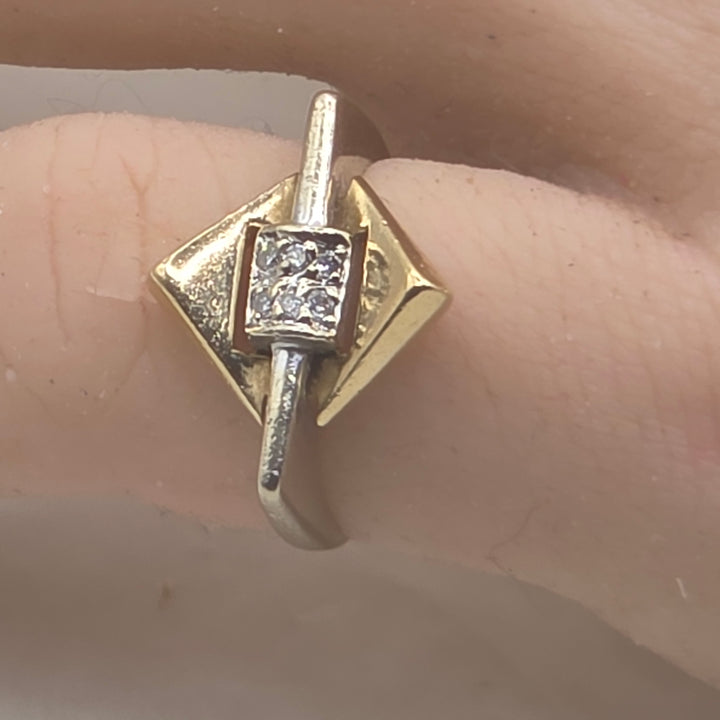 14K Gold & Diamond Geometric Bypass Statement Ring