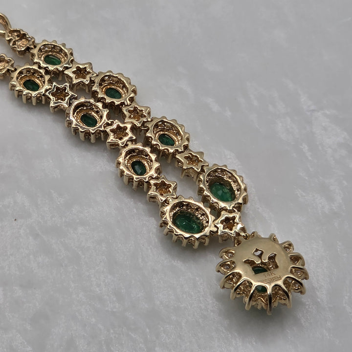 Authentic EFFY 14K Gold, Diamond & Emerald Graduated Necklace