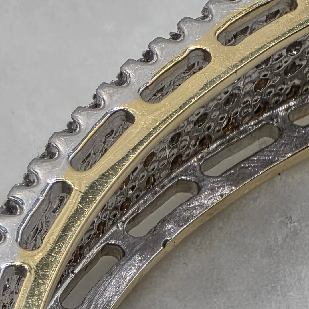 14K Yellow Gold Multi-Row Pavé Diamond Hinged Bangle Bracelet