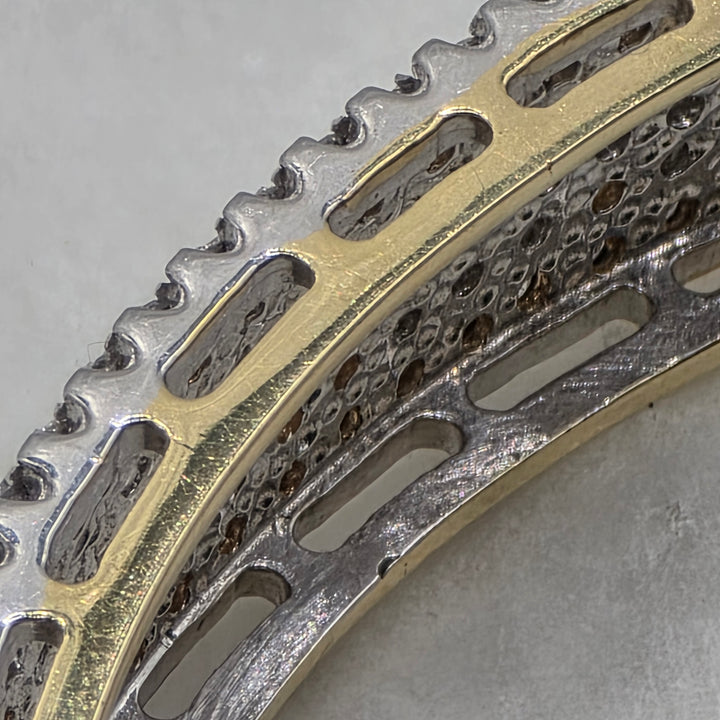 14K Yellow Gold Multi-Row Pavé Diamond Hinged Bangle Bracelet