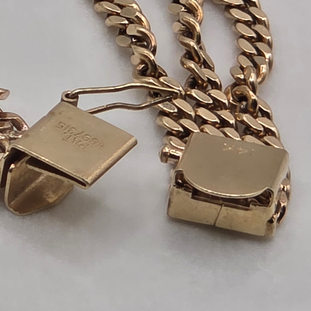 14k Gold Triple Strand Cuban Small Link Bracelet