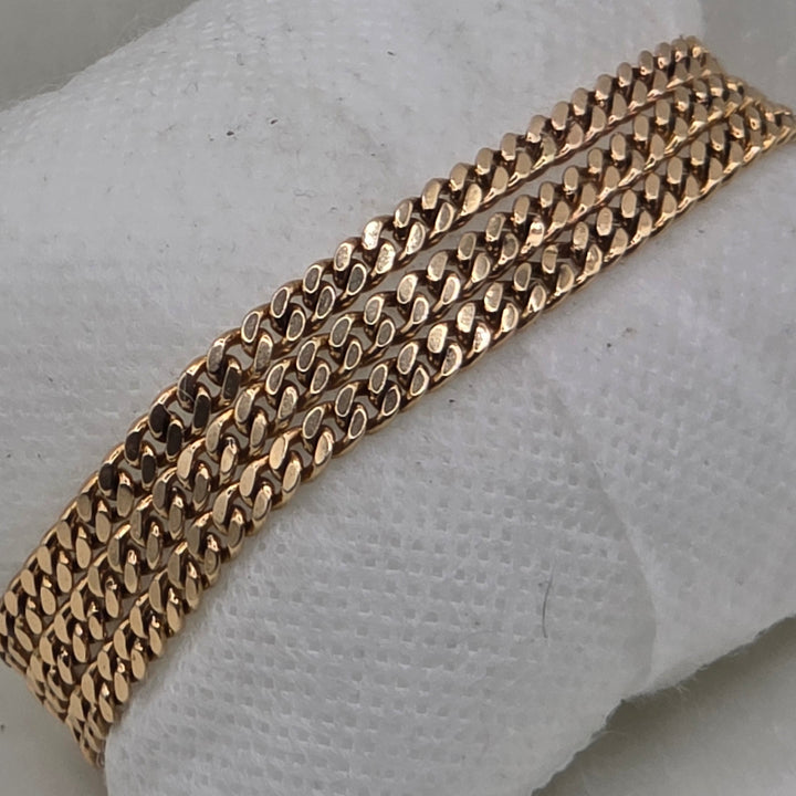 14k Gold Triple Strand Cuban Small Link Bracelet
