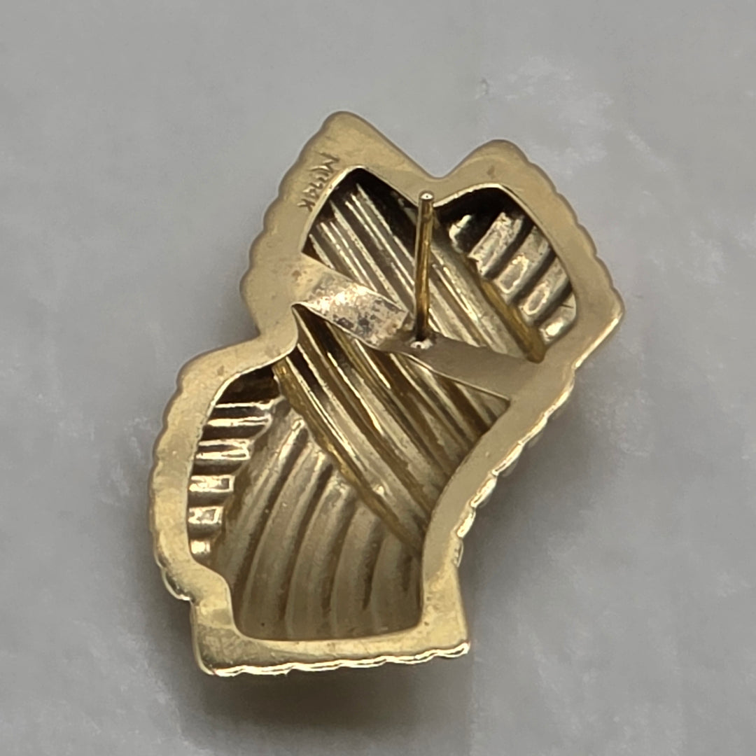 14K Gold Broad Ribbon Stud Earrings