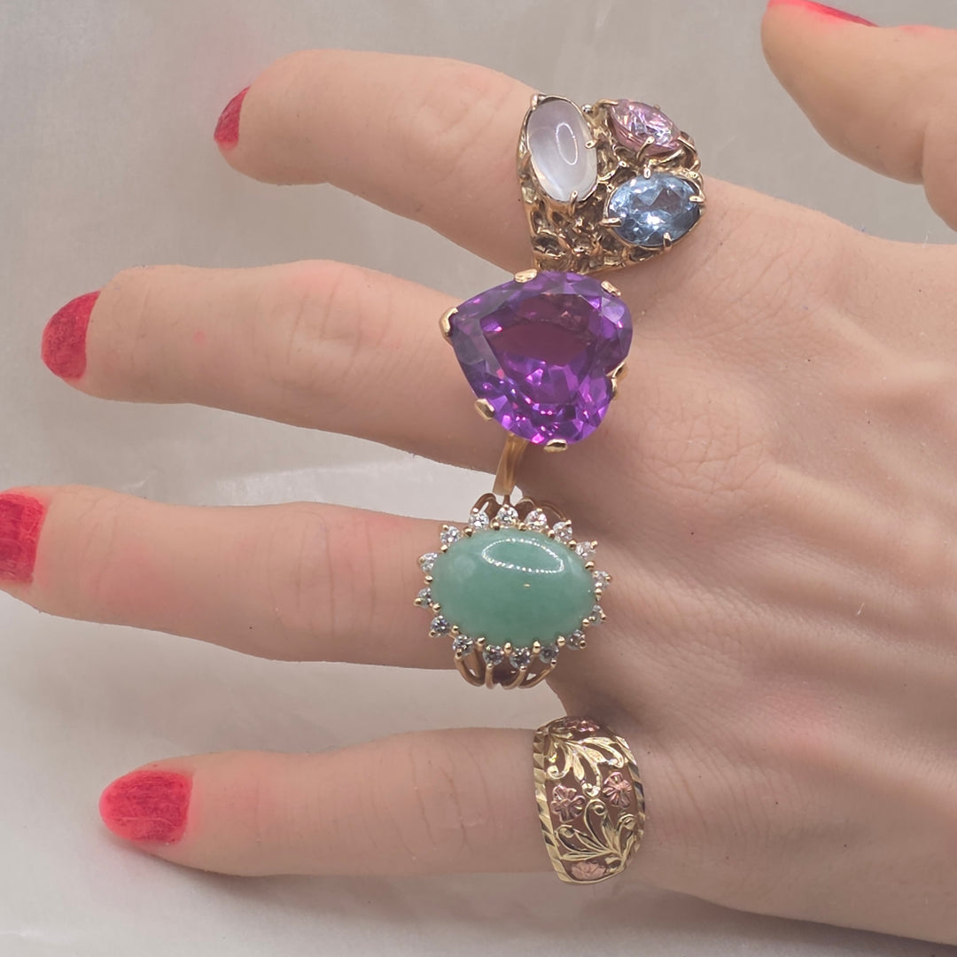 18k Gold & 10+ Carat Purple Sapphire Heart Statement Ring