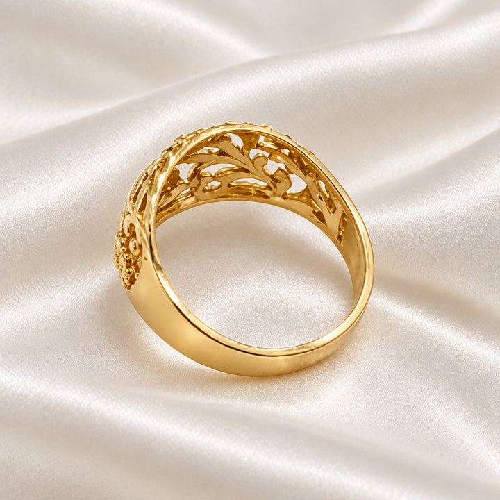 10K Pink & Yellow Gold Hibiscus Elegant Statement Ring
