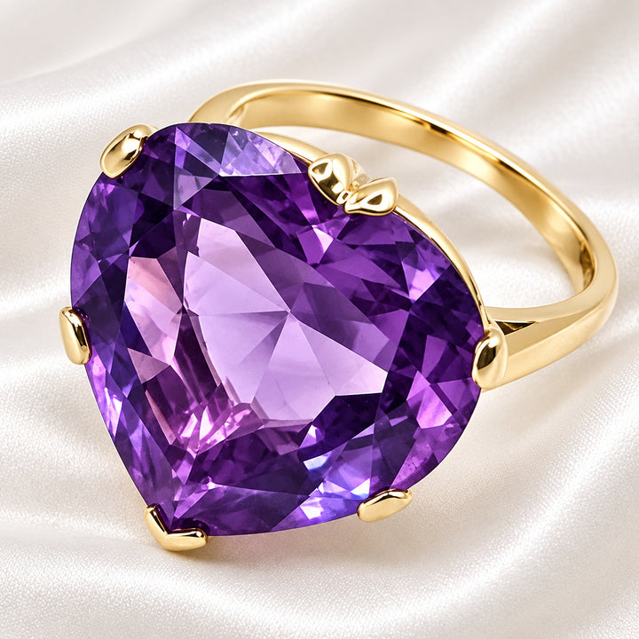 18k Gold & 10+ Carat Purple Sapphire Heart Statement Ring