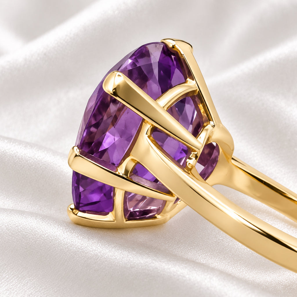 18k Gold & 10+ Carat Purple Sapphire Heart Statement Ring
