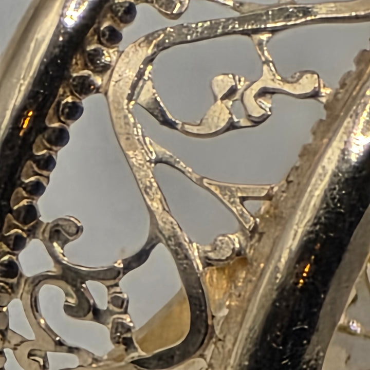 14K Gold Open Work Vine Motif Hoop Earrings