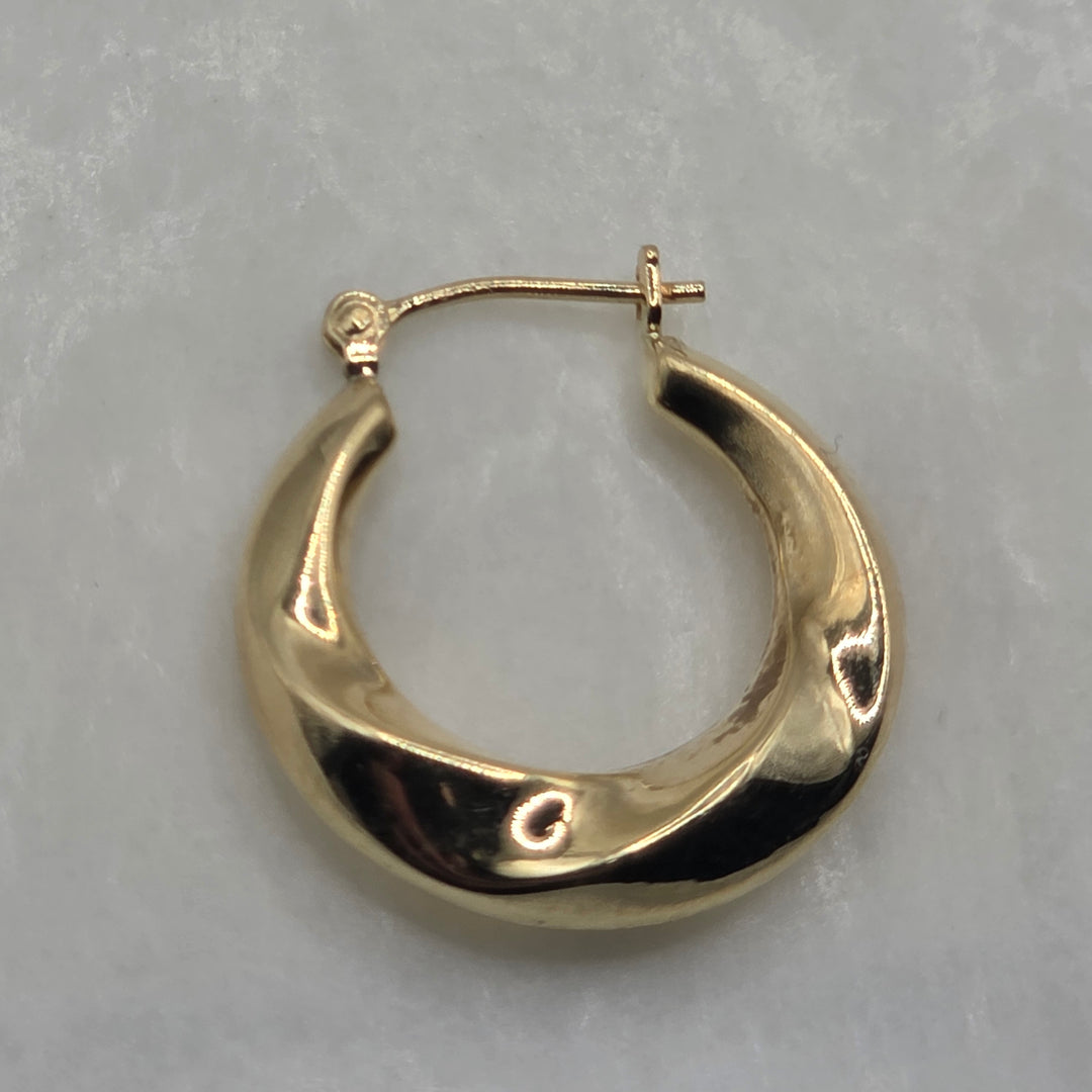 14K Gold Twisted Broad Hoop Earrings