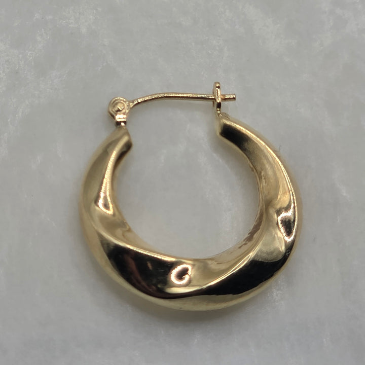14K Gold Twisted Broad Hoop Earrings