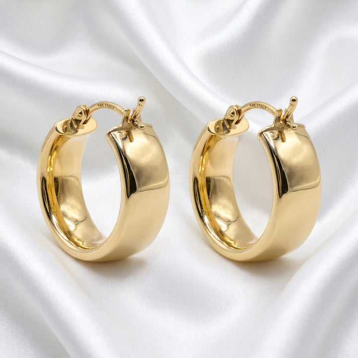 14K Gold Mini Wide Hoop Earrings