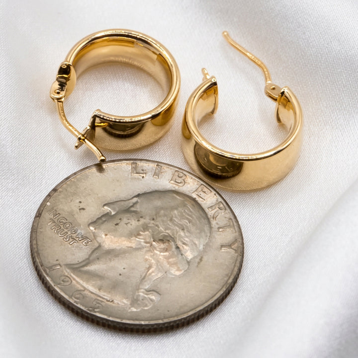 14K Gold Mini Wide Hoop Earrings