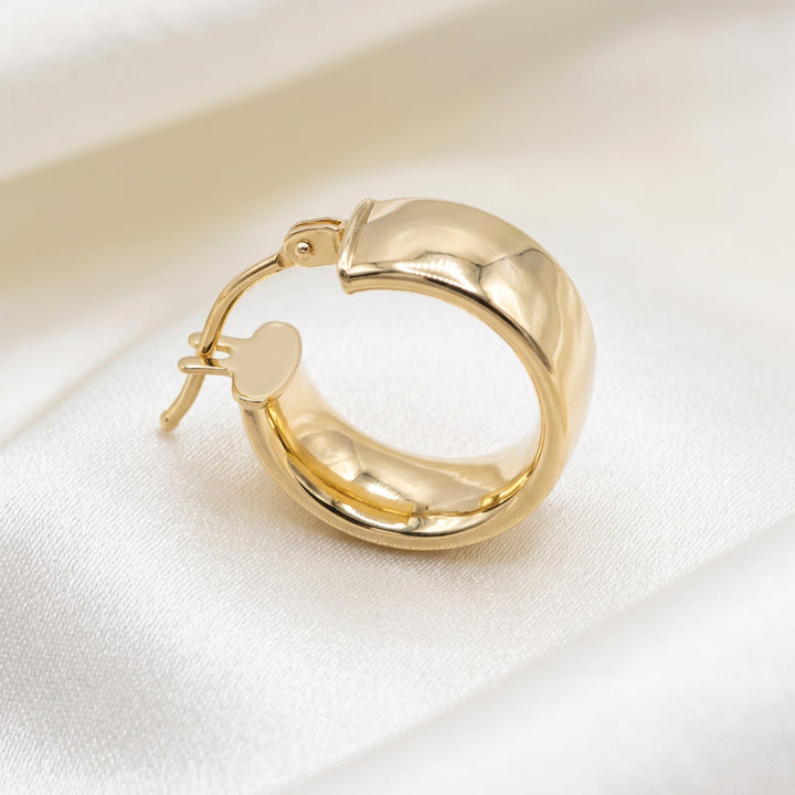 14K Gold Mini Wide Hoop Earrings