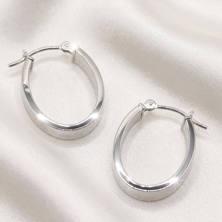 14K Gold Oval Medium Wide Hoop Earrings