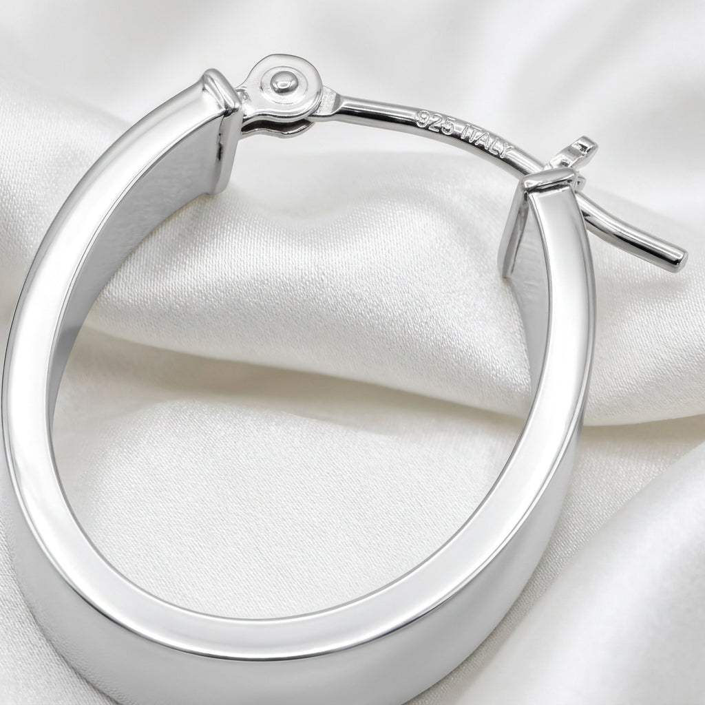14K Gold Oval Medium Wide Hoop Earrings