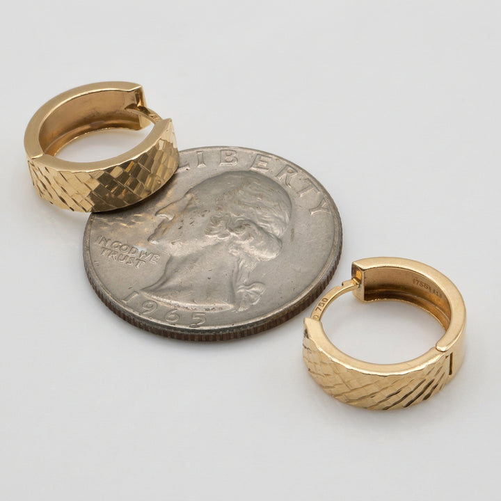 18K Gold Reversable Small Hoop-Huggy Earrings