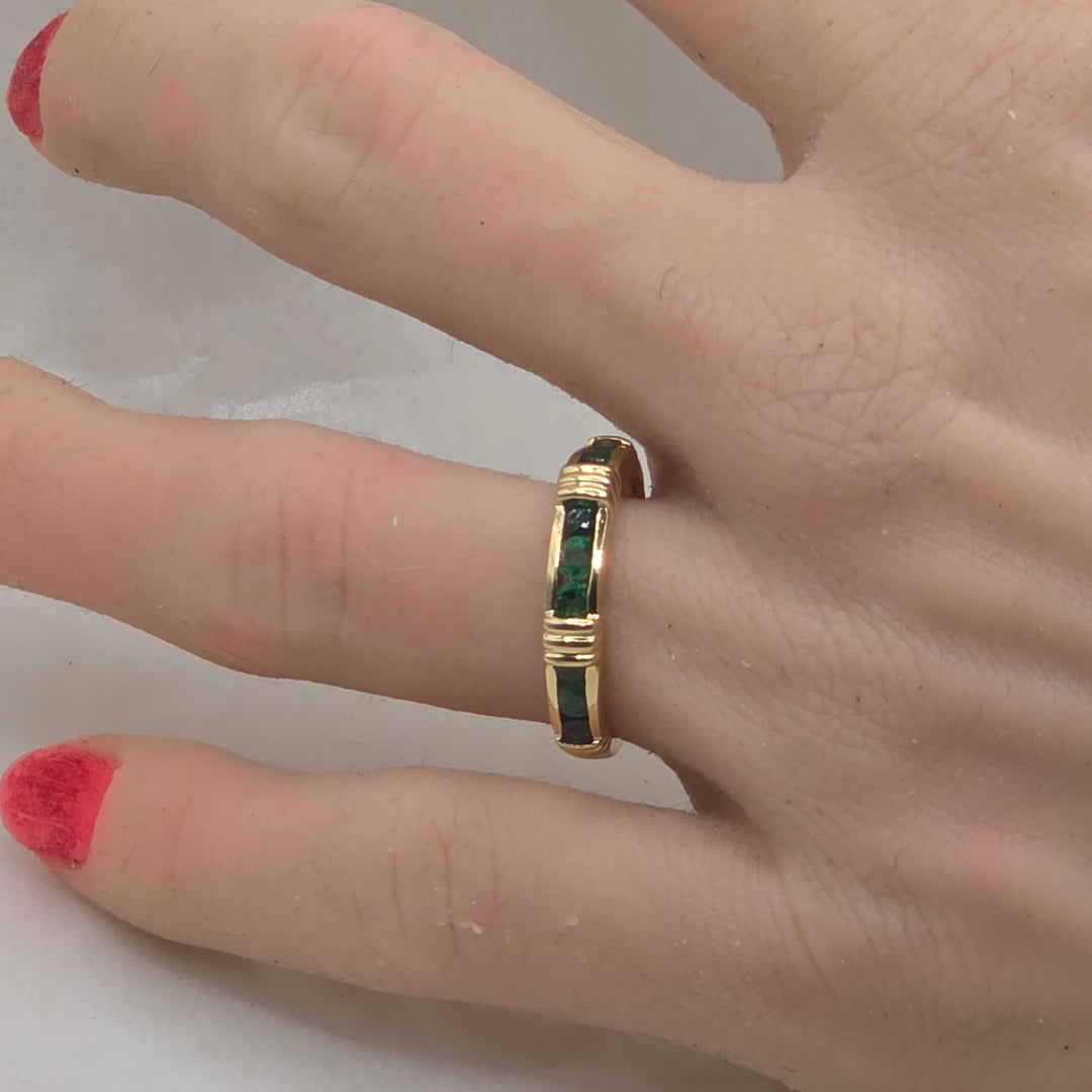 Authentic Effy 14K Gold & Emerald Anniversary Band Ring