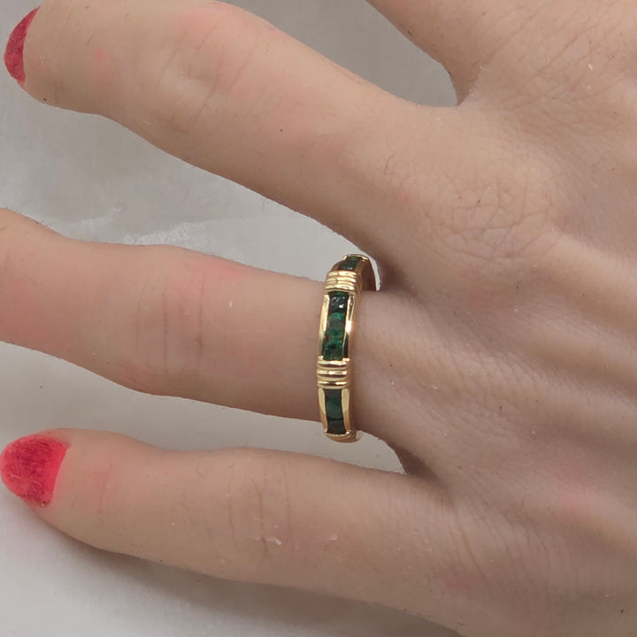 Authentic Effy 14K Gold & Emerald Anniversary Band Ring
