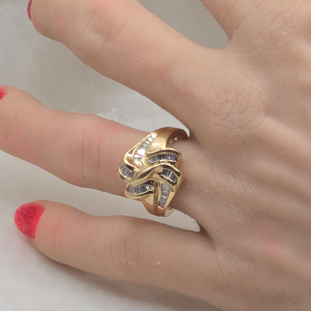 14K Gold & Diamond Wavy Ribbon Statement Ring