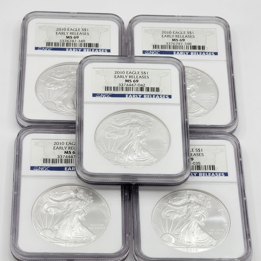 5 - Graded MS69 Early Release American Silver Eagle