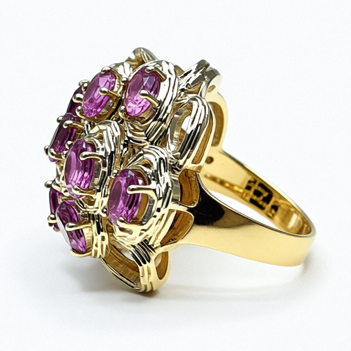 Chunky 18K Gold & Rhodolite Garnet Statement Ring