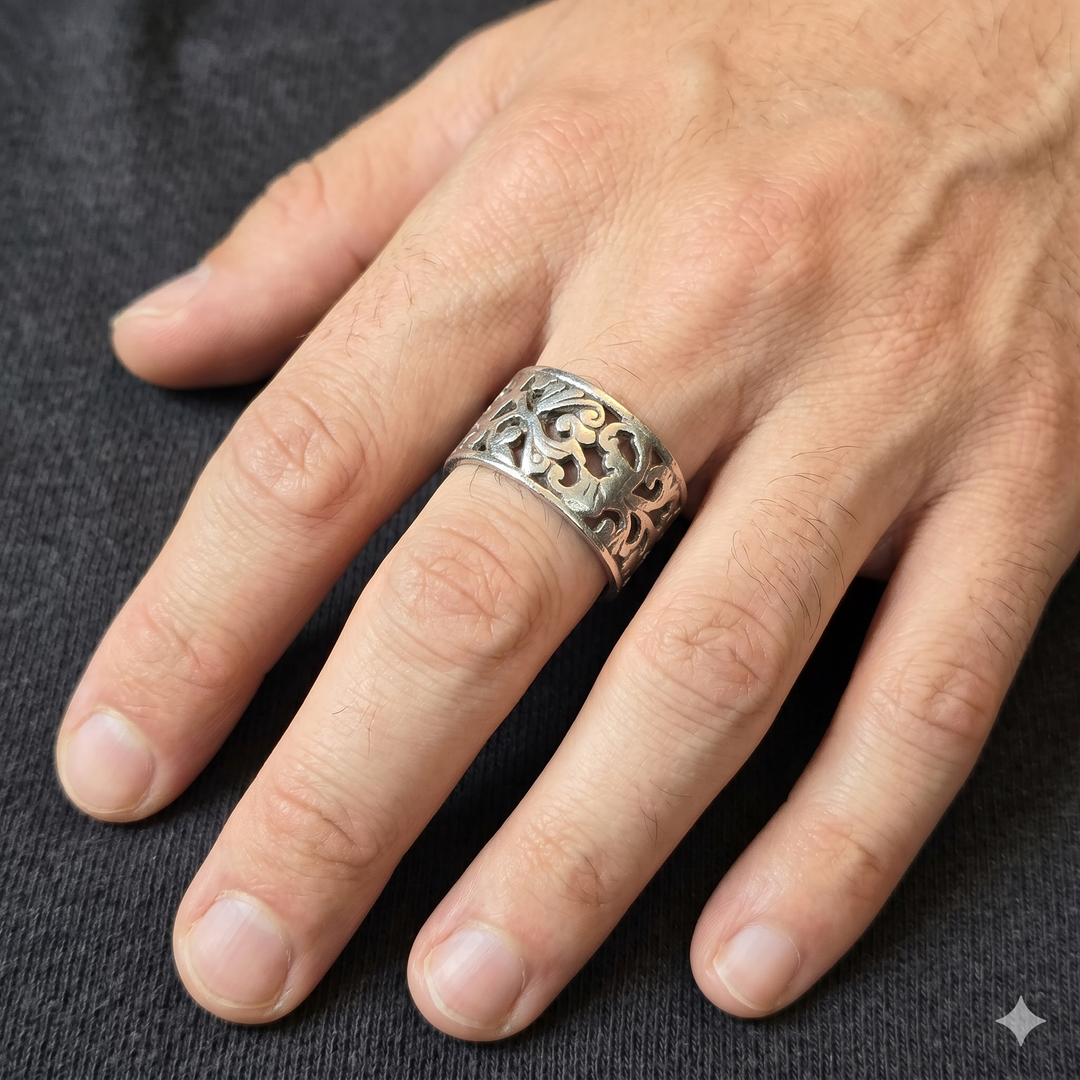 Sterling Silver Abstract Floral Vine Statement Ring